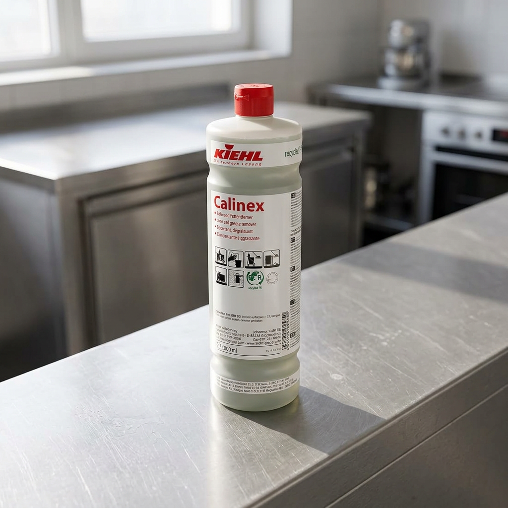 Calinex 1 liter på en stålflade i et køkken med sollys