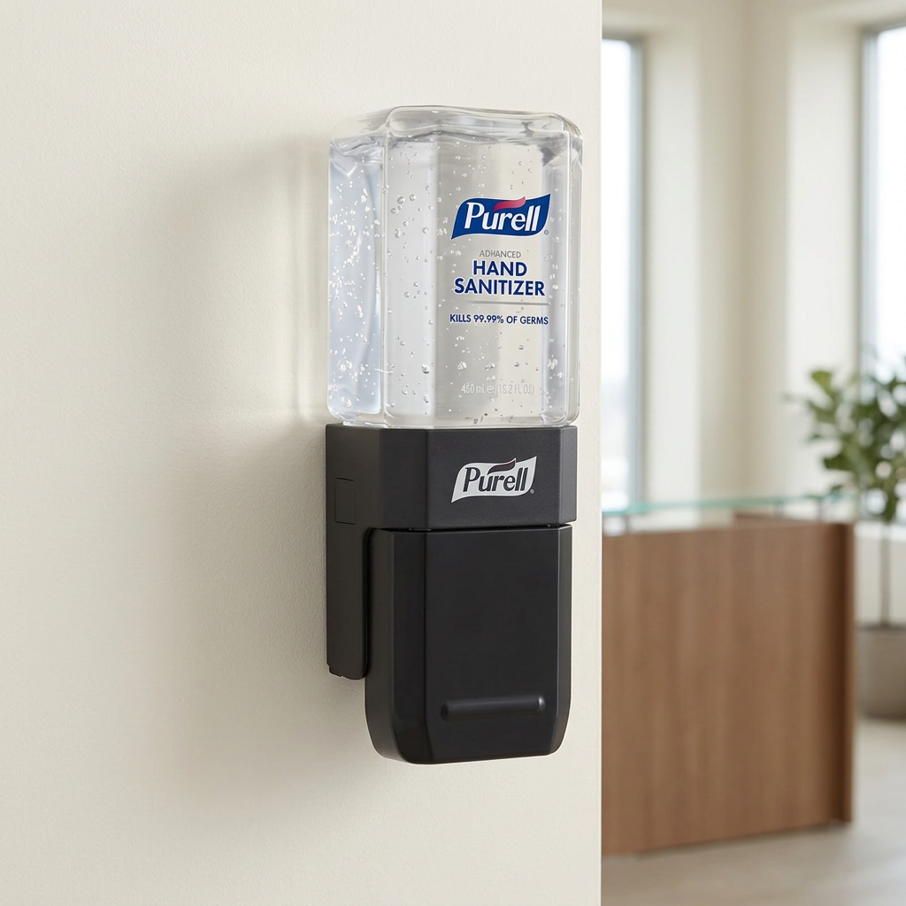 Purell ES1 startsæt med sort base og 450 ml refill ved reception