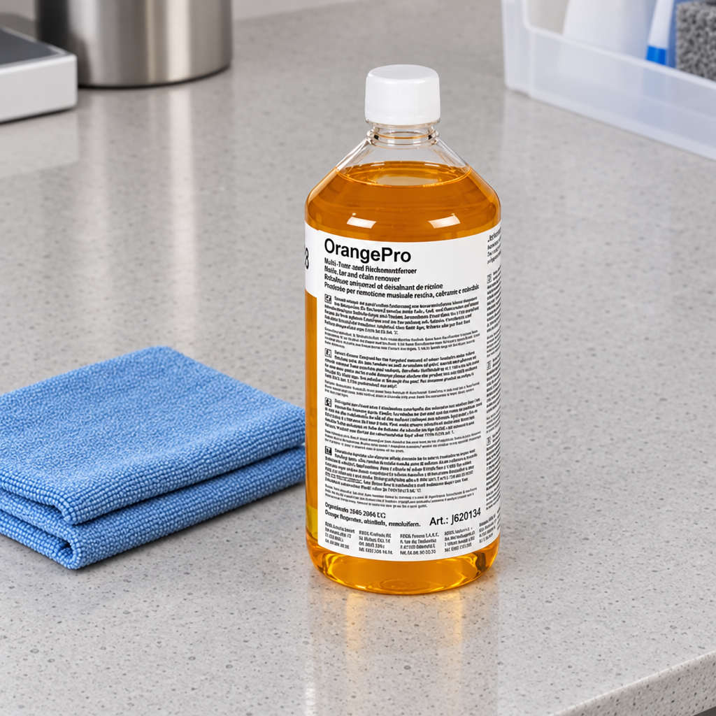 Kiehl OrangePro 1 L ved tør microfiberklud på arbejdsbord