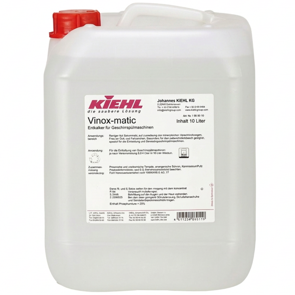 Kiehl Vinox-matic 10 L med rødt låg på kvadratisk hvid baggrund