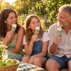 Barn og voksne nyder Sun Lolly ØKO Æble ved havepause