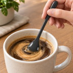 Grå flergangsteske bruges til at røre kaffe