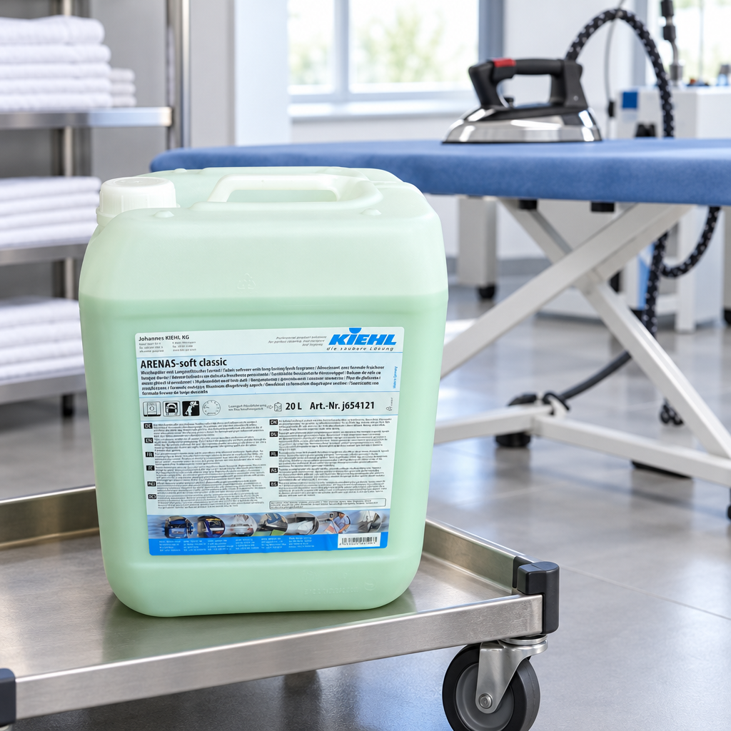 Arenas Soft Classic 20 L på vogn med strygestation i baggrunden
