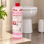 Kiehl Patronal-Eco med toiletkumme og toiletbørste i baggrunden, stemningsbillede
