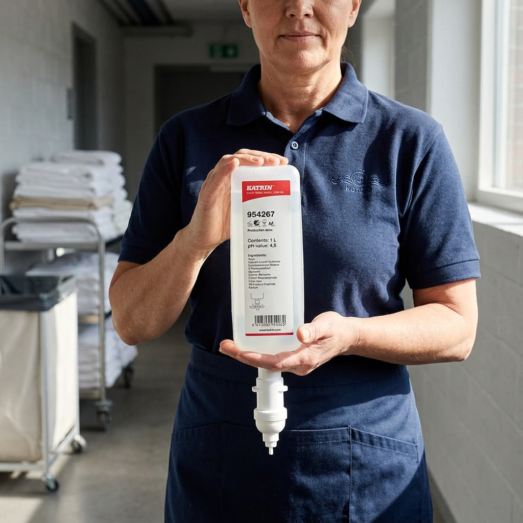 Voksen medarbejder holder Katrin Ease 954267 skumsæberefill