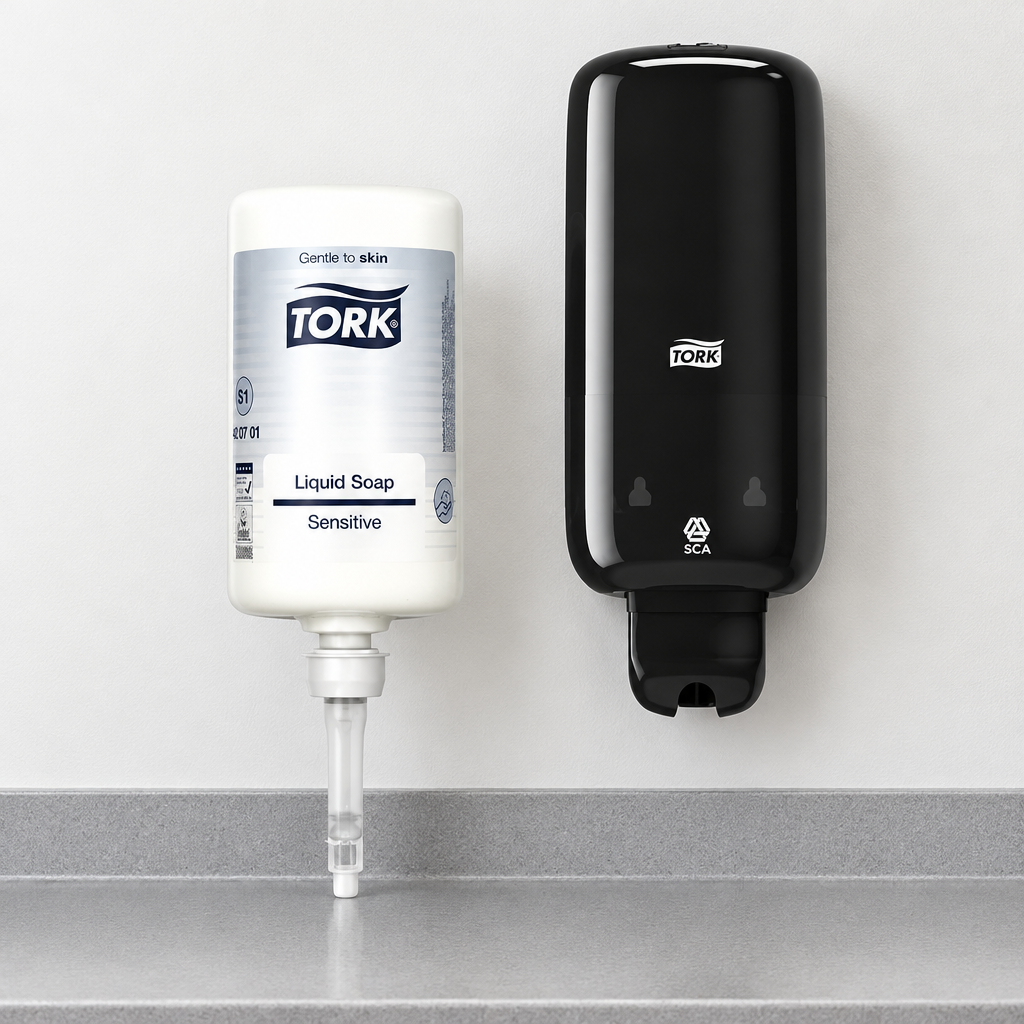 Tork S1 Sensitiv-refill med separat sort S1-dispenser, dispenser medfølger ikke