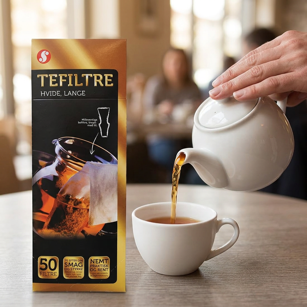 Schur lange tefiltre ved servering af te fra tekande