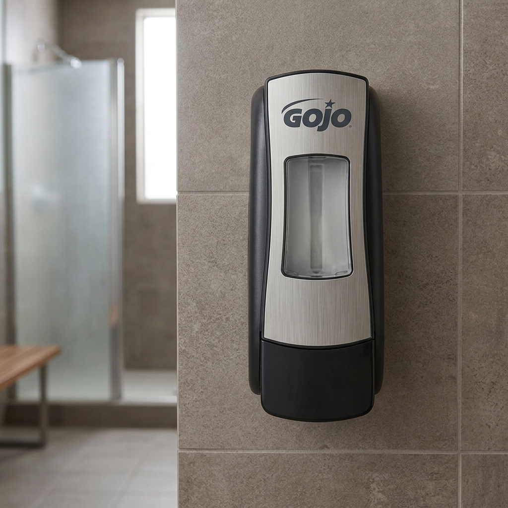 GOJO ADX-7 hånd/bad-dispenser 2503 i et tørt område ved bruserum