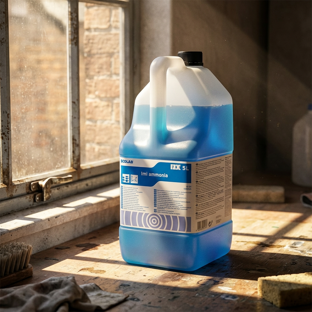 Imi Ammonia 5-liters dunk ved et solbelyst vindue
