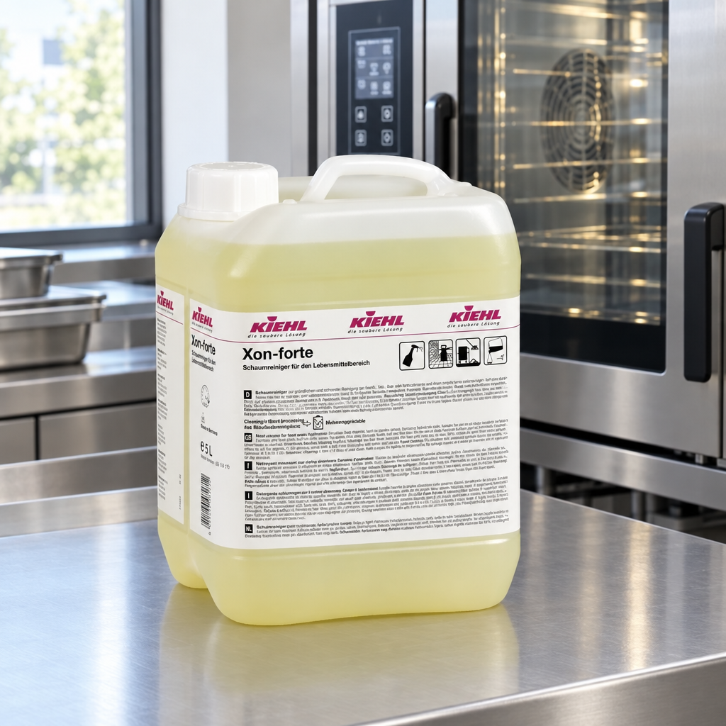 Kiehl Xon-forte 5 L på rustfrit bord ved professionel kombiovn