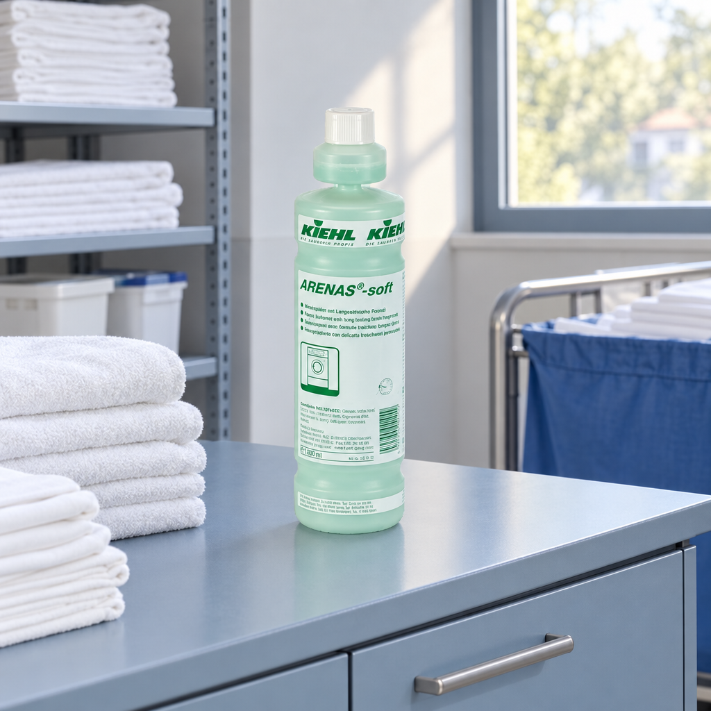 Kiehl Arenas Soft 1 L på blågråt skab i linnedrum