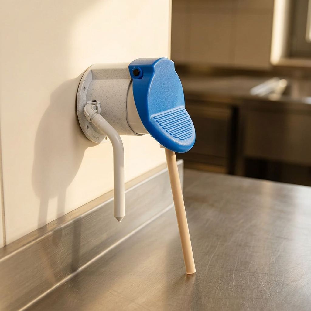 Kiehl DosiPush doseringspumpe ved sollyst køkkenbord