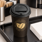 Sort låg på Beans To-Go kaffebæger på bakke