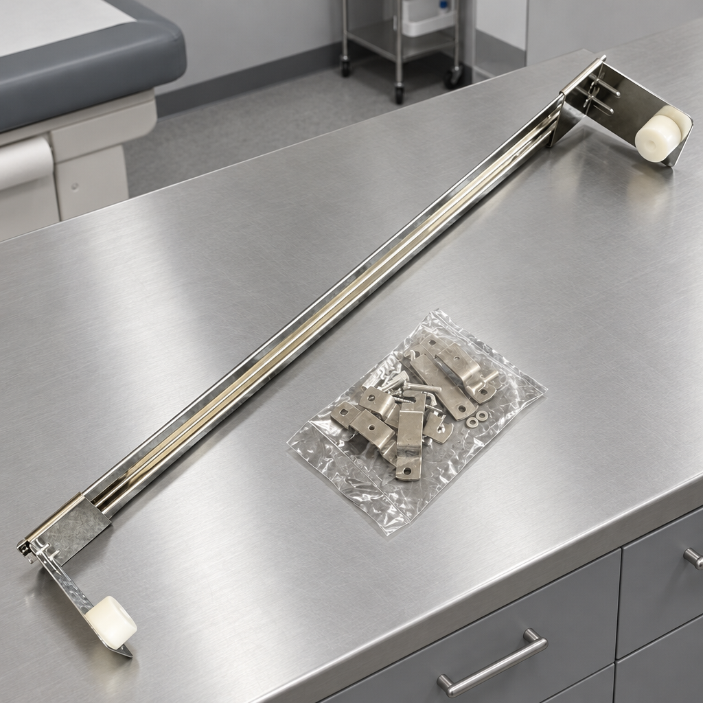 Metaldispenser til lejepapir på klargøringsbord