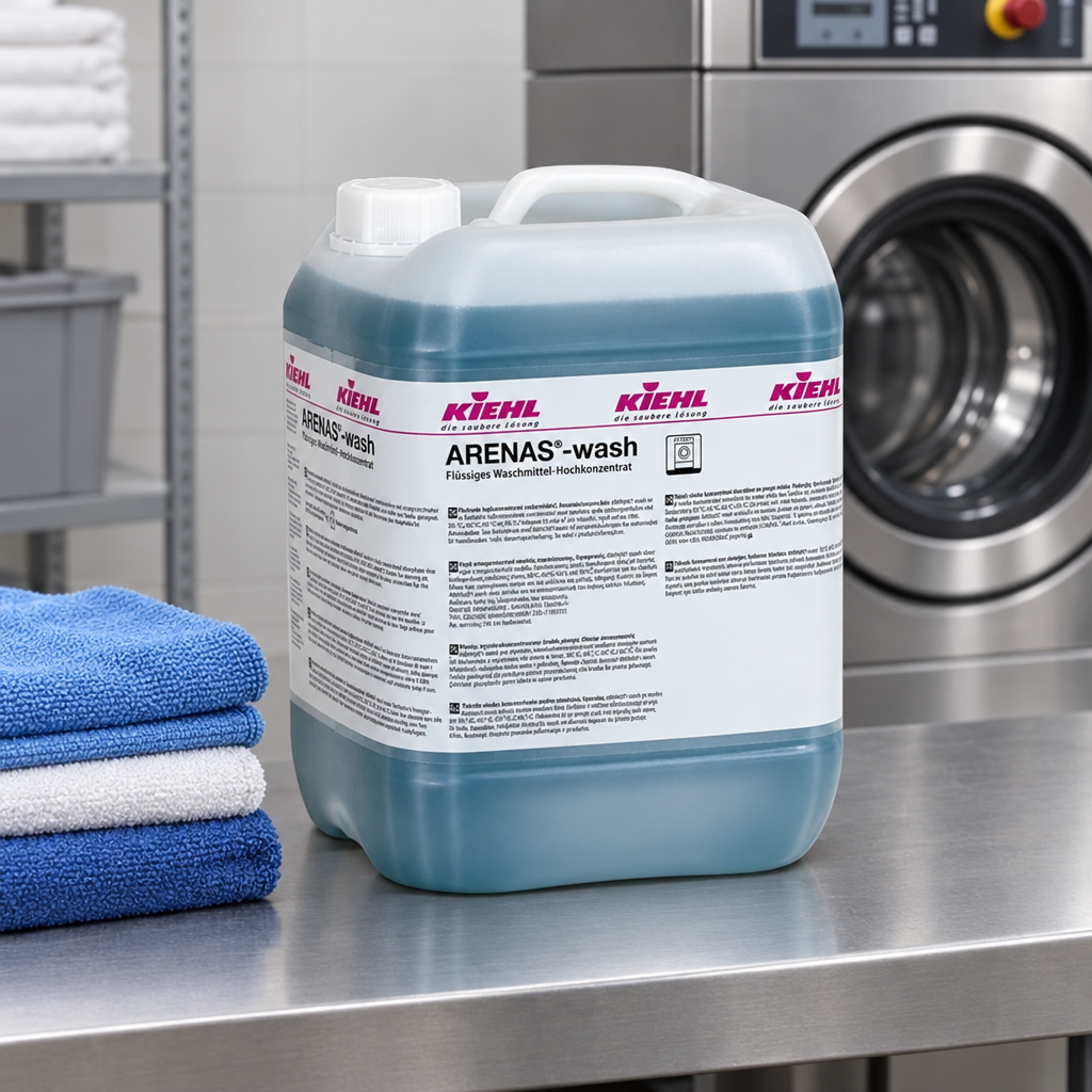 Kiehl Arenas Wash 10 L ved foldede rengøringstekstiler