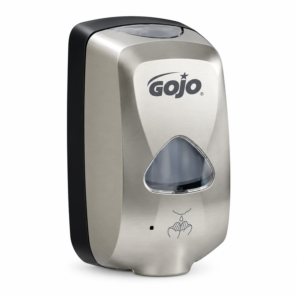 GOJO TFX-12 model 2799 i børstet ståldesign på hvid baggrund