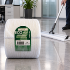 ECO MOP-rulle ved tør støvfejning med engangsmop på kontorgulv