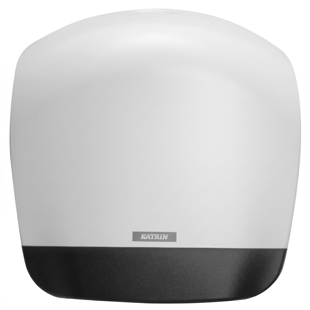 Hvid Katrin 90083 Gigant M/L-toiletrulledispenser på hvid baggrund