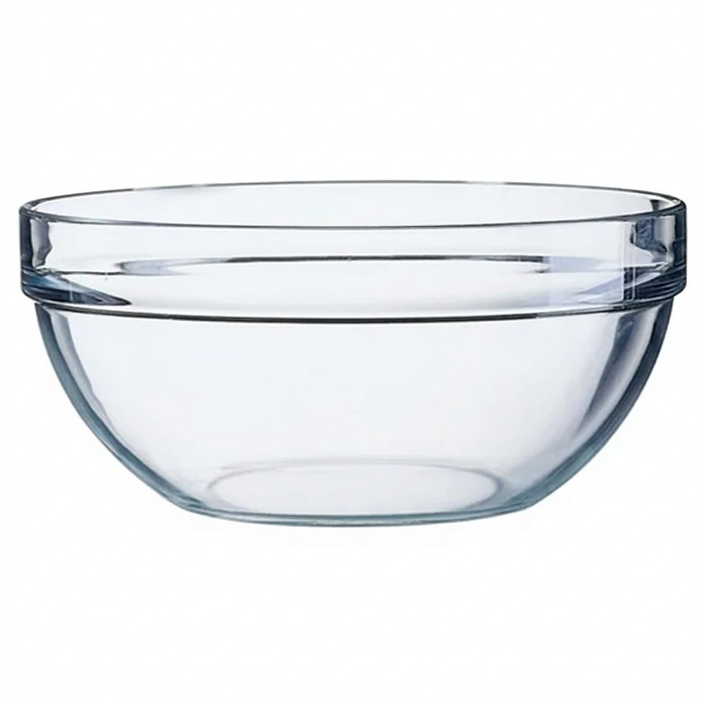 Klar glasskål 14 cm, forbedret produktfoto på hvid baggrund; salgspakken indeholder 6 stk.