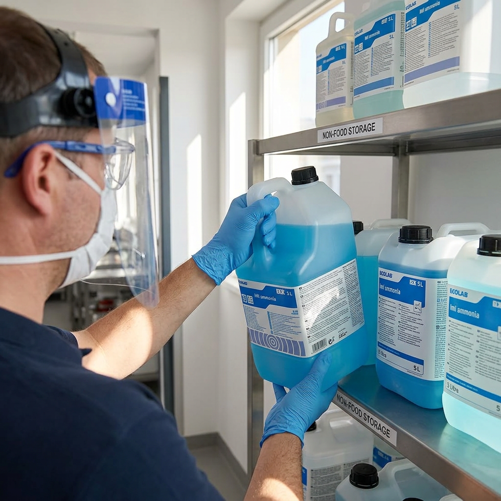 Medarbejder stiller en Imi Ammonia-dunk på plads