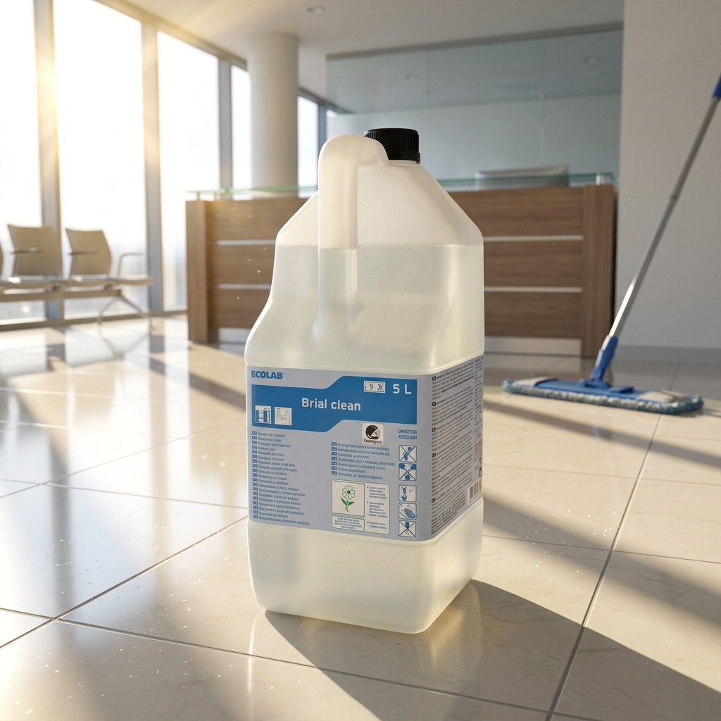 Brial Clean 5-liters dunk på flisegulv i solrig reception