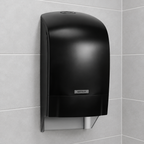 Sort Katrin-toiletrulledispenser på grå fliser