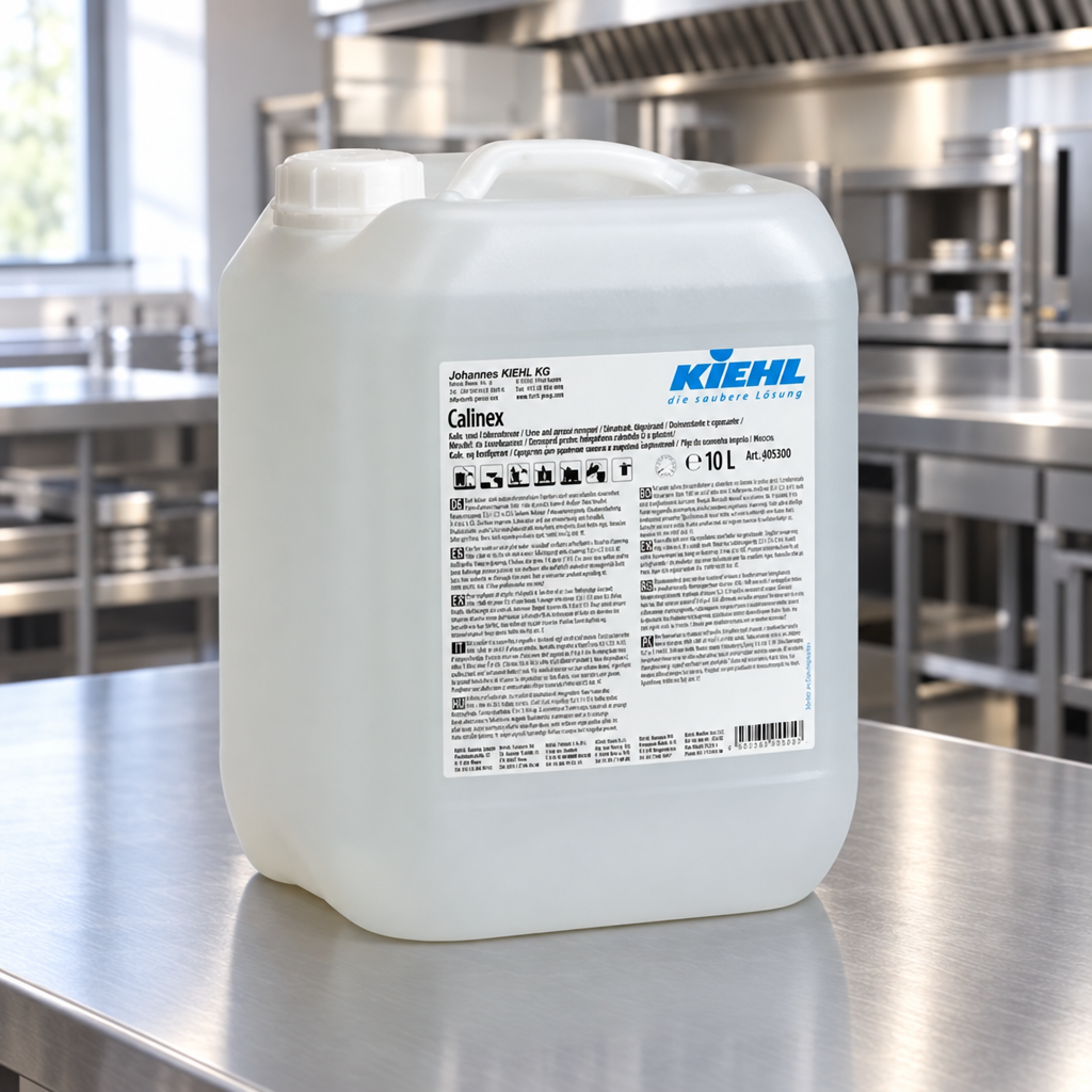 Kiehl Calinex 10 liters dunk på rustfrit bord i professionelt køkken