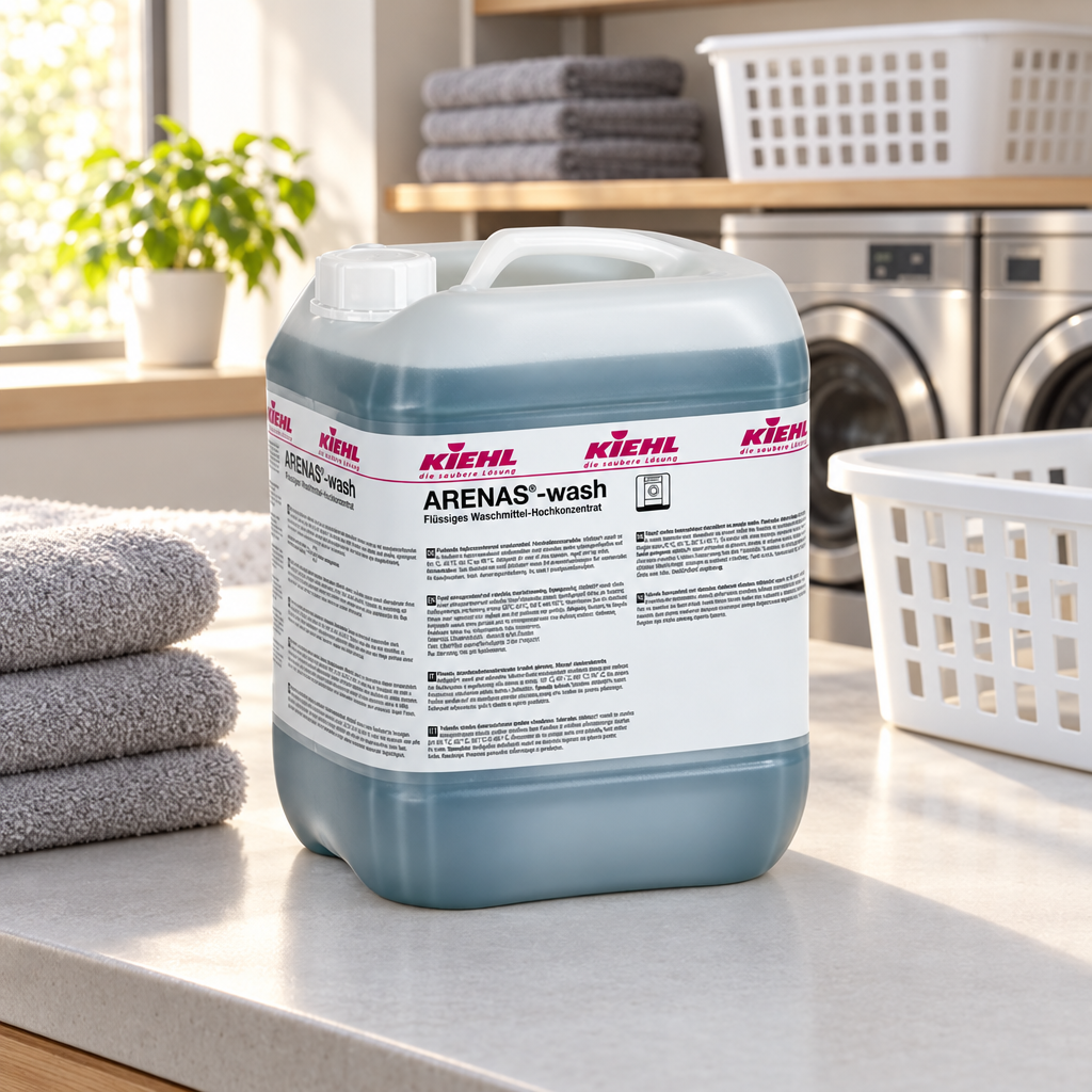 Kiehl Arenas Wash 20 L ved grå håndklæder i et lyst vaskerum