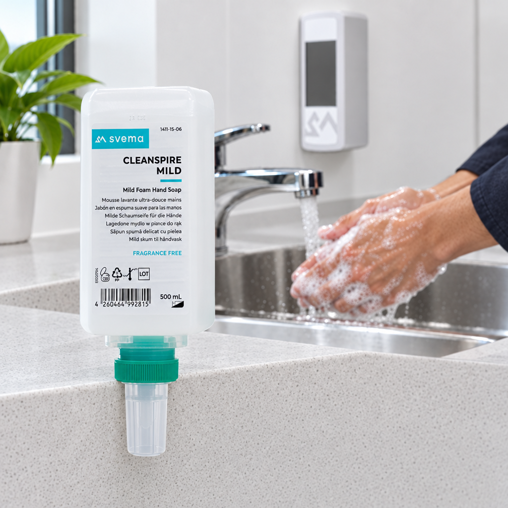 Billedforslag med lodret Cleanspire Mild-refill og håndvask