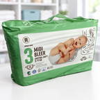 Miljøbillede med nærbillede af grøn Rema 1000 Midi 3 blepakke til 5–9 kg