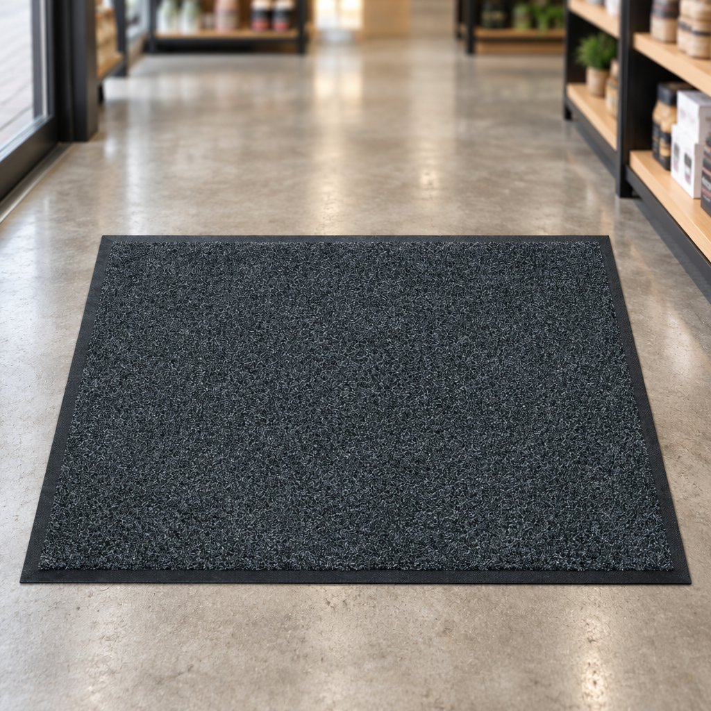 Nitrilgrip smudsmåtte ved indendørs butiksindgang, genereret miljøbillede