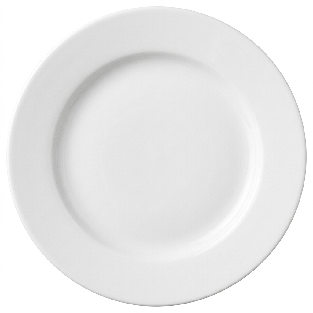 Hvid, flad Arcopal-tallerken 155 mm på hvid baggrund