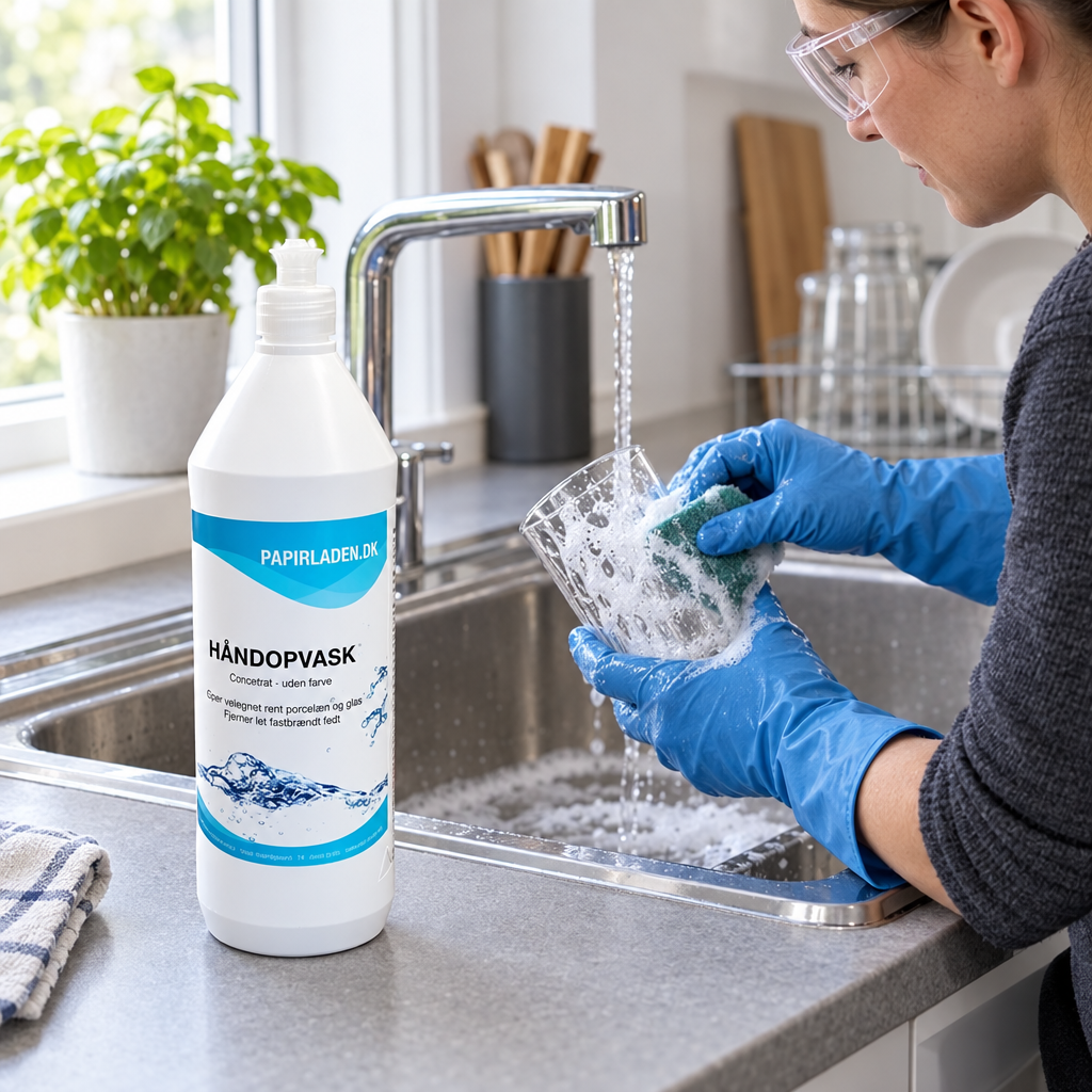 Håndopvask med citronduft ved rengøring af drikkeglas