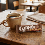 Corny Big Dark Chocolate-Cookies ved kaffepause på café