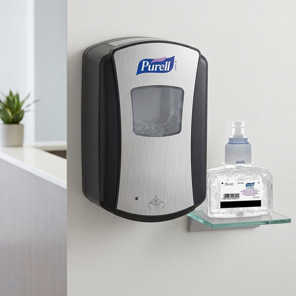 Purell LTX-7 krom/sort med separat gelrefill på hylde