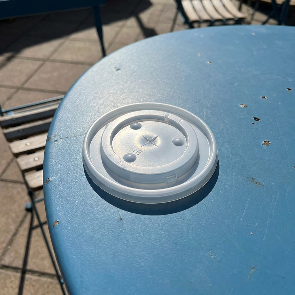 Låg til Pepsi-bægre på blåt cafébord i solskin