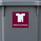 Detalje af TEKSTILAFFALD-klistermærke med hvid T-shirt og flænge