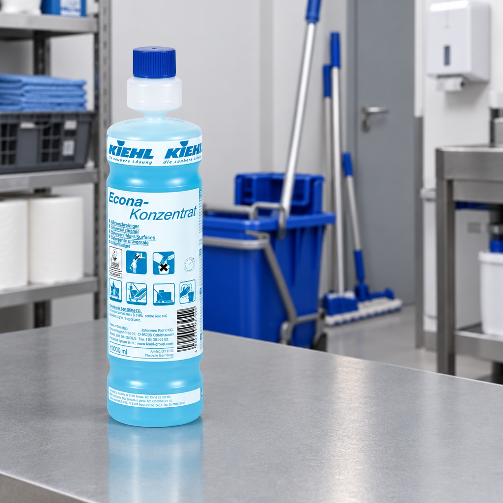 Kiehl Econa 1 L på arbejdsbord i vedligeholdelsesrum