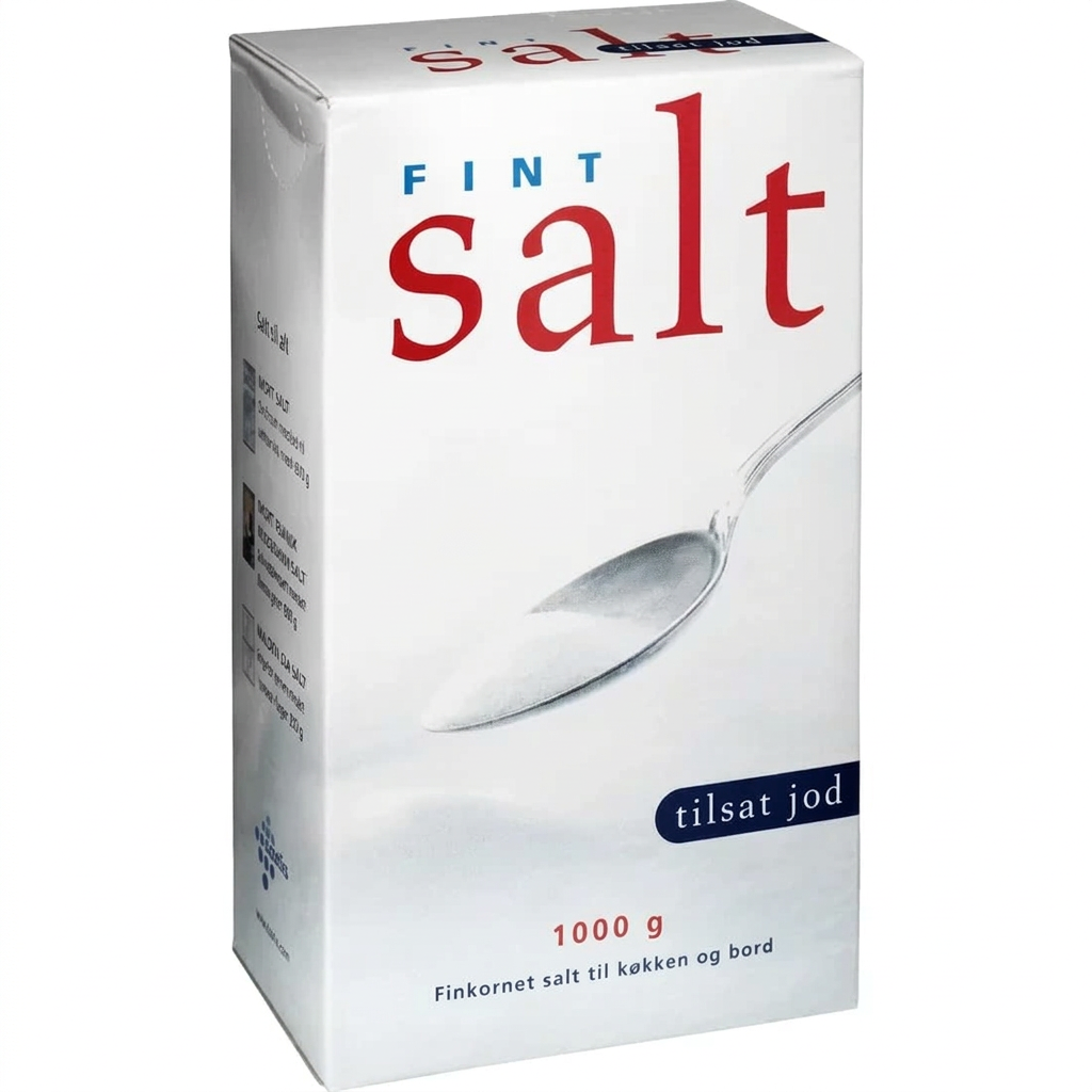 Fint salt med jod 1 kg, forbedret originalbaseret produktfoto