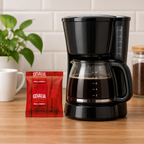 Gevalia Professional filterkaffe i portionspose ved filterkaffemaskine