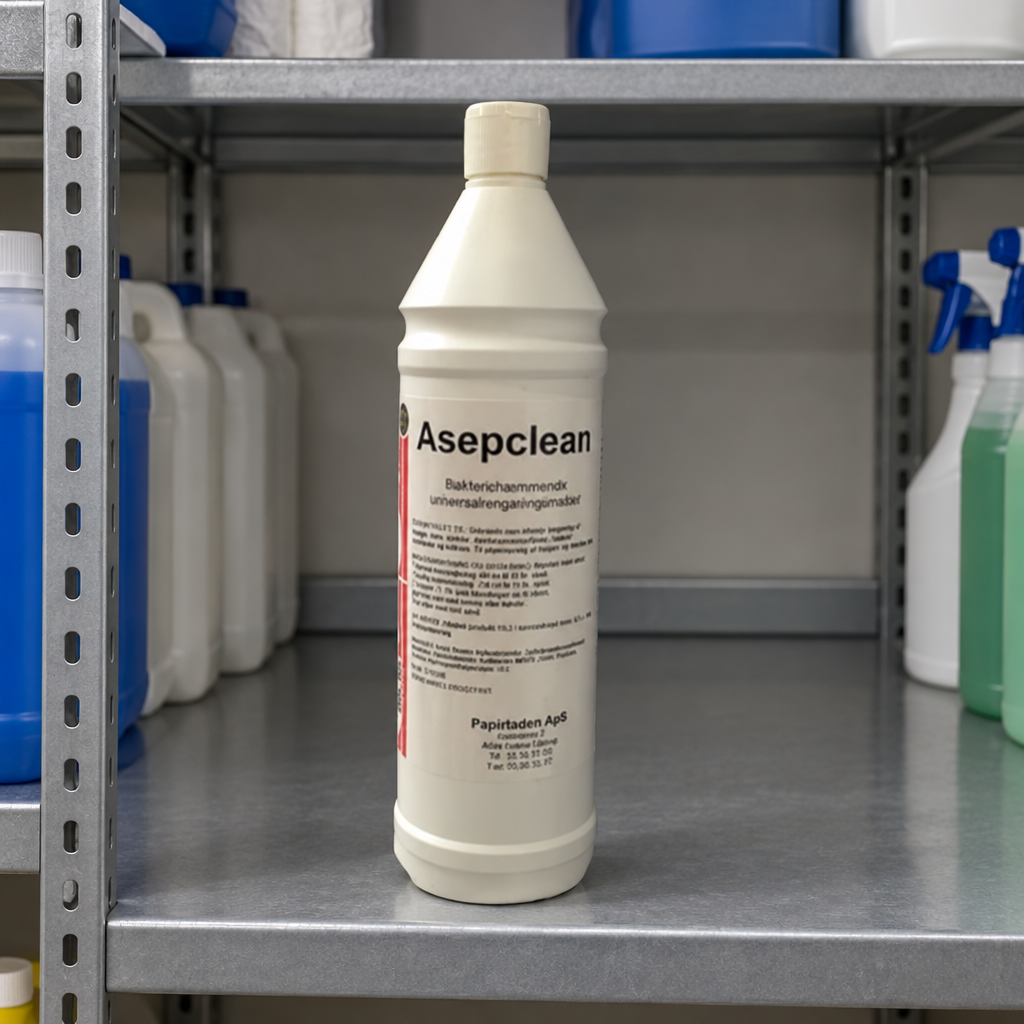 Asepclean på hylde i rengøringsdepot