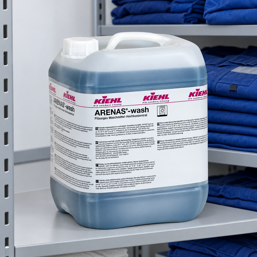 Kiehl Arenas Wash 20 L på lagerhylde ved blåt arbejdstøj