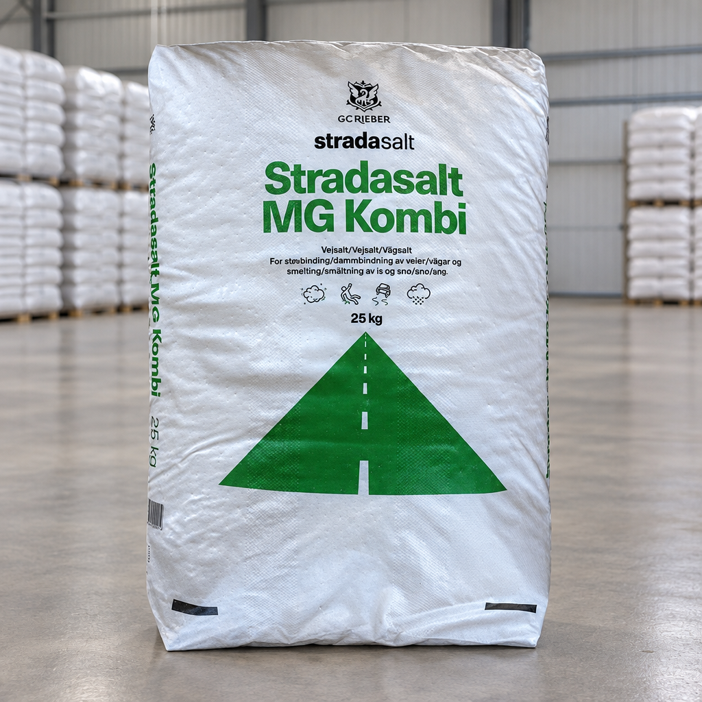 Stradasalt MG Kombi magnesiumchlorid i 25 kg sæk på lager