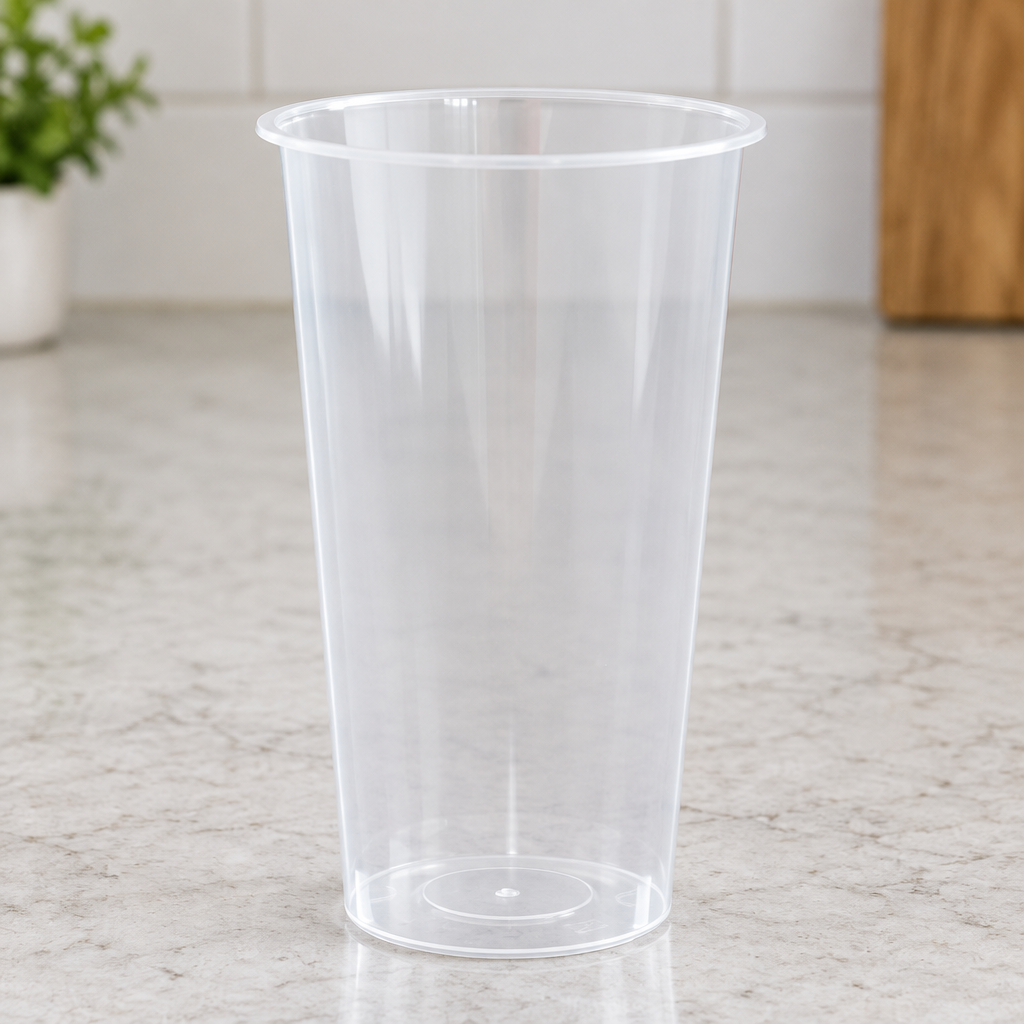 Detalje af det klare PP-glassets form, kant og bund