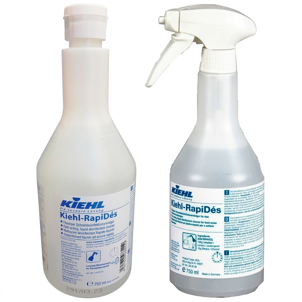 Kiehl RapiDés 750 ml på hvid baggrund, vist med skruelåg og sprayhoved; salgsenhed er én flaske