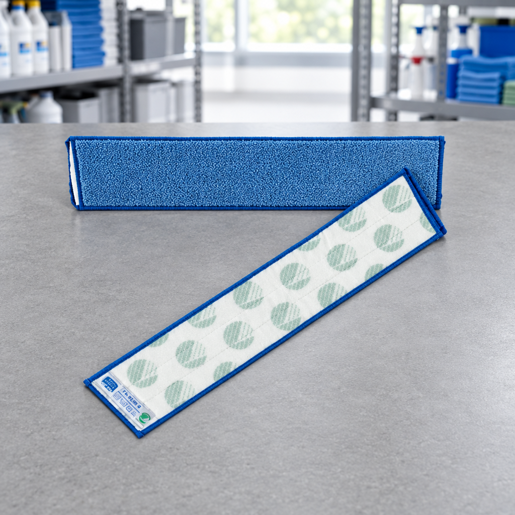 Micro Vision 60 cm med blå forside og mønstret bagside på gråt depotbord