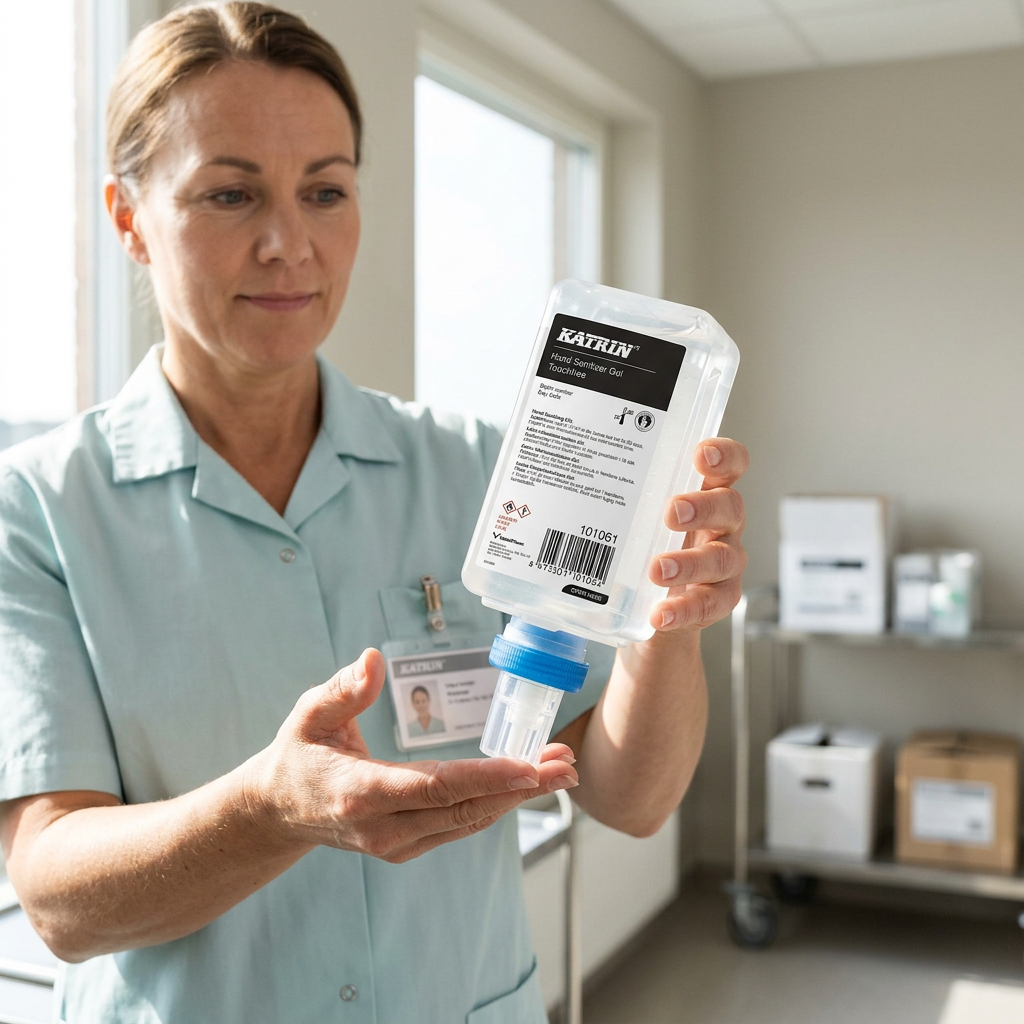 Voksen medarbejder holder Katrin 101061 Touchfree-refill
