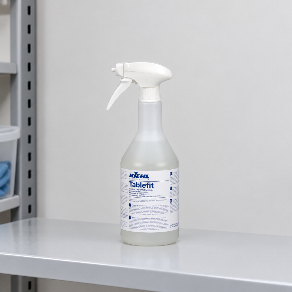 Kiehl Tablefit 750 ml på hylde i opbevaringsrum
