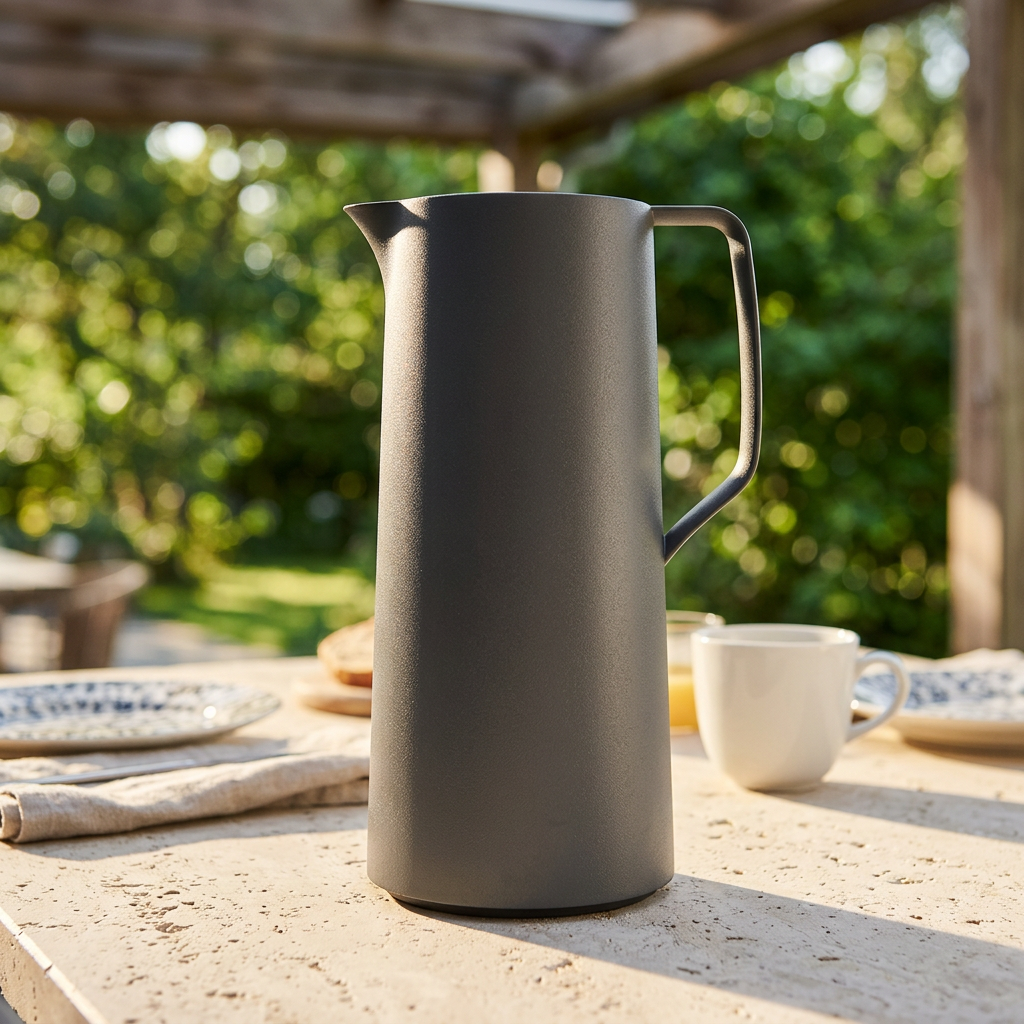 Tefal Motiva termokande i antracit på solrig terrasse, service er ikke inkluderet