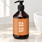 Luxus Papaya 500 ml pumpeflaske ved en lys håndvask